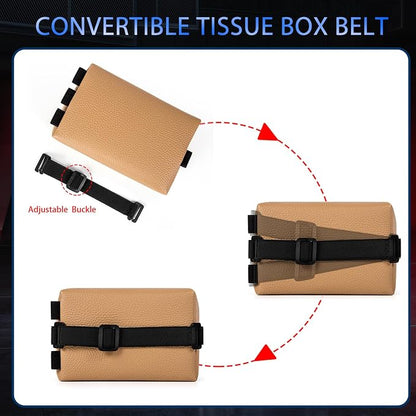 Car Tissue Holder, Standard Tissue Holder for Pu Leather Car Napkin Holder, Backseat Extra Large Tissue Organization Fit for 120-230 Tissues per Box 7.08'' x 4.72'' x 3.15'' (Beige) - Image 4