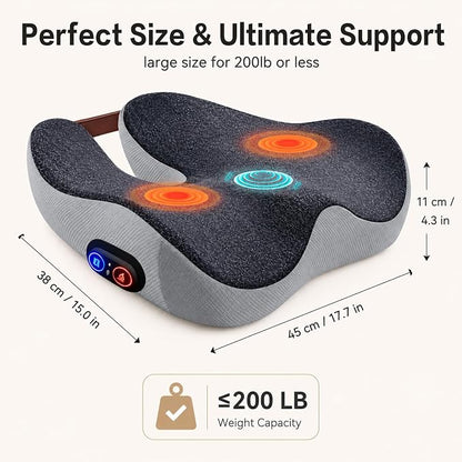 2-in-1 Rechargeable Heated Seat Cushion with Vibration Massager | Cordless Office Chair Cushion with 3 Heat Levels & 3 Vibration Modes, Ergonomic Tailbone Support for Desk Chair, Car, Home - Image 3