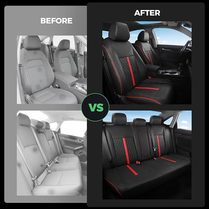 RIDEPOSH Custom Fit Seat Covers for Honda Civic 2022-2026 | Sedan EX 2022-2026, Sport 2025 2026, Faux Leather, 60/40 Split Rear, Rear Armrest, Waterproof, Airbag Compatible, Full Set - Image 6