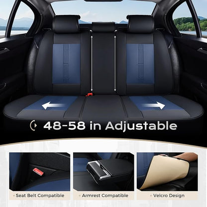 Coverado Car Seat Covers Full Set, Front Seat Covers with Lumbar Support and Back Seat Cover Waterproof Leather Automotive Seat Cover, Universal Car Interior Protectors Cushion for Most Cars - Image 6