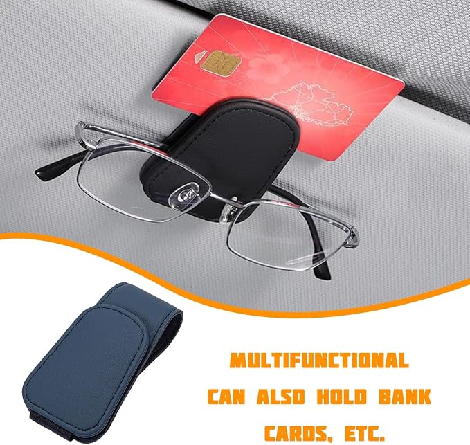 Sunglasses Holder for Car Visor, Microfiber Leather Magnetic Sun Visor Eyeglasses Hanger & Ticket Card Clip, Multi-Function Automotive Interior Glasses Mount, Universal Fit (Royal Blue) - Image 6
