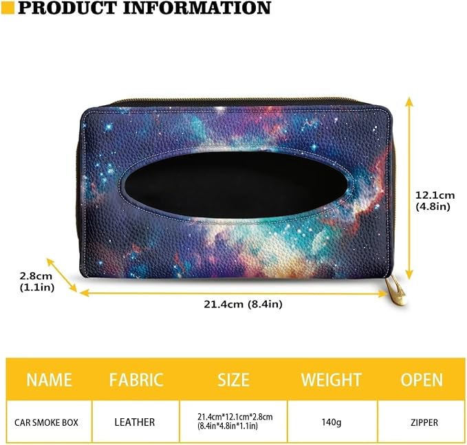 Biyejit Car Tissue Holder, Galaxy Space Print Hanging Napkin Case, PU Leather Tissue Box for Car Sun Visor, Backseat for Car Decor - Image 6