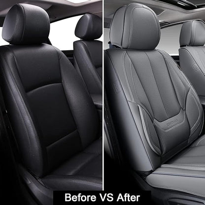 Coverado Front Seat Covers, Waterproof Nappa Leather Car Seat Cover, Sideless Car Seat Covers Front Seats, Driver Seat Cover, Car Seat Protector Universal Fit for Most Sedans SUV Truck, Grey - Image 7
