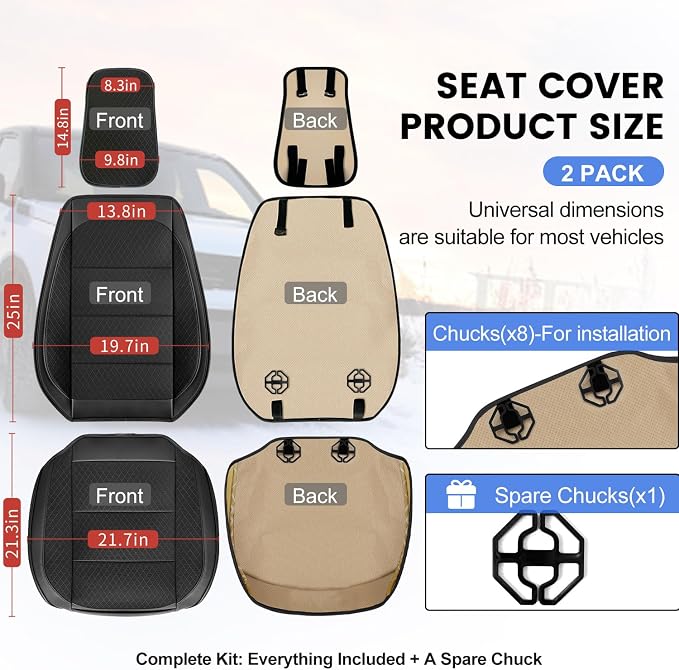 BEITK 2 Pack Black Ventilated Cooling Mesh Car Seat Covers | 3D Air Mesh, PU Leather, Breathable, with Storage pocket, Non-slip, Universal Fit for Car Truck SUV, Easy to Install - Image 2