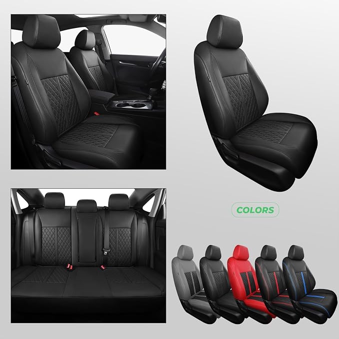 RIDEPOSH Custom Fit Seat Covers for Honda Civic 2022-2026 | Sedan EX 2022-2026, Sport 2025 2026, Faux Leather, 60/40 Split Rear, Rear Armrest, Waterproof, Airbag Compatible, Full Set - Image 8
