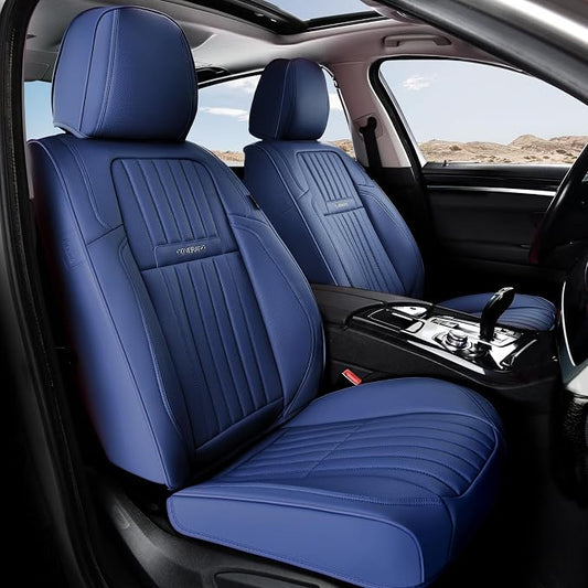Coverado Car Seat Covers Front Seats, Seat Covers for Cars, Car Seat Protector, 2-Pack Car Seat Cushion Nappa Leather, Waterproof Seat Covers Carseat Cover Universal Fit for Most Cars Trucks(Blue) by COVERADOAUTO