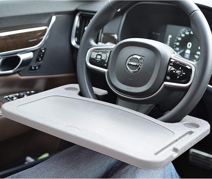 Steering Wheel Tray,Car Table Food Trays for Eating,Laptop Mount,Cars Desk for Driver,Fit Most Auto Vehicle Steering Wheels (Gray, Medium) - Image 6