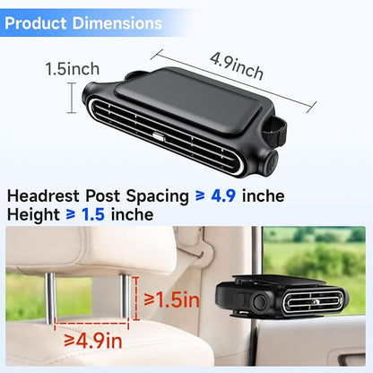 2026 Car Headrest Fan, Invisible Car Seat Cooling Fan, USB Backseat Fan Portable Vehicle Design with 3 Adjustable Wind Speeds for Most Cars Vehicle Jeep Van RV Truck - Image 4