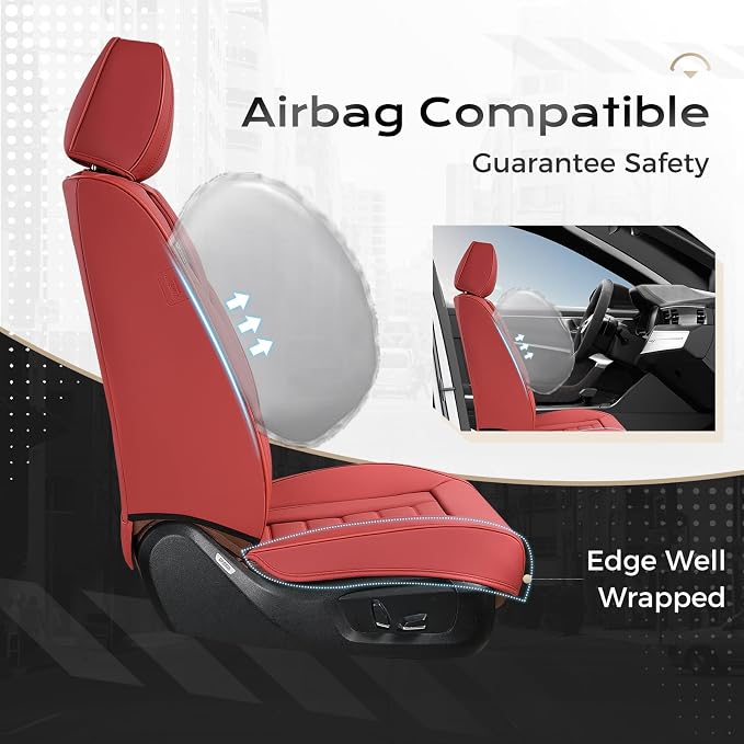 Coverado Car Seat Covers, Front Covers for Cars, Car Seat Cover Front Seats, Automotive Seat Cover, Waterproof, Leather Car Seat Cushion, Universal Interior Covers Seat Protectors for Most Cars - Image 3