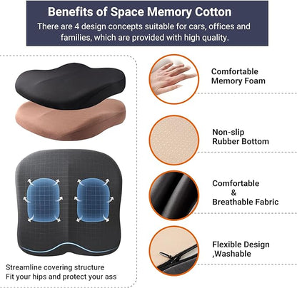Adult Booster Car Seat Cushion, Wedge Memory Foam Pad for Driving Seat, Effectively Increase Height By 3.94 inch, Car Travel Accessories for Long Trips, (Black) - Image 6