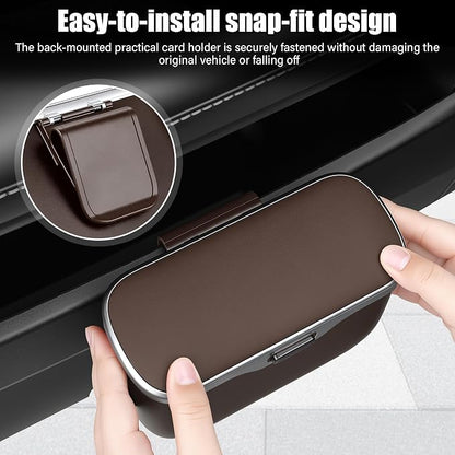 UYYE Car Trash Can, Car Garbage Bin with Lid & Handle - Leak-Proof Mini Trash Can for Car, Truck, SUV - Essential Car Accessories for Organization (Brown) - Image 3