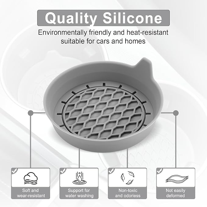 Car Cup Holder Coaster, Silicone Cup Holder Insert, Universal Non-Slip Cup Holders, Car Accessories Interior for Women and Man 4 Pack Gray - Image 5