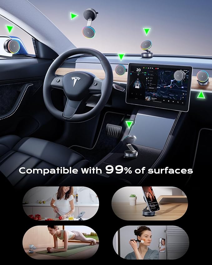 MagSafe Car Charger Mount, 15W Fast Wireless Charging Phone Holder, 108LB Vacuum Suction Cup & 3800gf Strong Magnet, 360° Adjustable Dashboard Windshield Mount for iPhone 17 Pro Max/17 Air/16-12 - Image 6