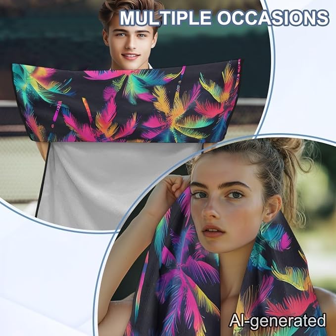 Car Towel Seat Cover Colorful Palm Trees Car Seat Cover Protector 1 Piece Breathable Cars Accessories Comfortable Universal Fit for Car SUV Van - Image 5