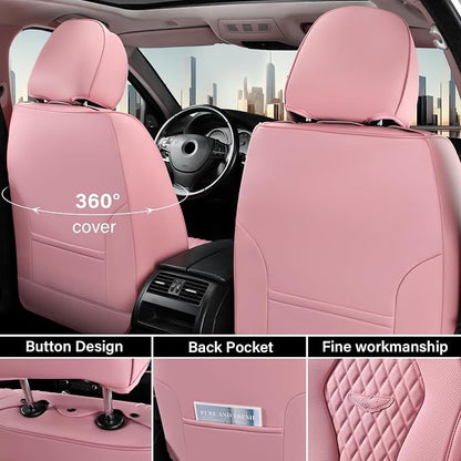 Coverado Car Seat Covers Full Set, Pink Seat Covers, Waterproof Car Seat Cover, Car Seat Cushion, Car Seat Covers Front Seats Back Seat Covers, Car Seat Protector Universal Fit Most Cars - Image 6