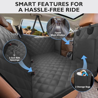 Hard Bottom Dog Car Seat Cover for Back Seat, with Egg Crate Foam | Backseat Extender, Dog Hammock for Cars, SUVs, Sedan, Holds 420lbs, Sturdy Oxford, Large Space, Soft Pet Car Bed, Waterproof - Image 8