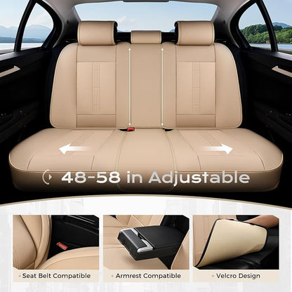 Coverado Car Seat Covers Full Set, Front Seat Covers with Lumbar Support and Back Seat Cover Waterproof Leather Automotive Seat Cover, Universal Car Interior Protectors Cushion for Most Cars - Image 6