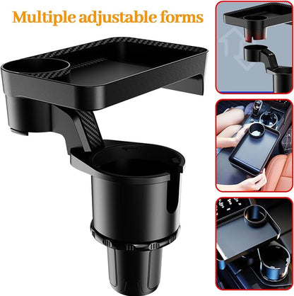360° Rotatable Car Cup Holder Expander Tray - Adjustable Auto Food Table Desk with Anti-Slip Base, Universal Fit for Front & Back Seat, Holds Snacks, Phones, Drinks (18kg Load Capacity) - Image 5