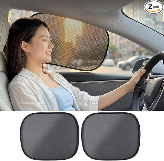 2 Pack Car Window Shades, Mesh Static Adsorption Side Window Sunshade, Anti-UV Glare Heat Protection, Foldable Universal Fit for Cars SUV Van，After by Unknown