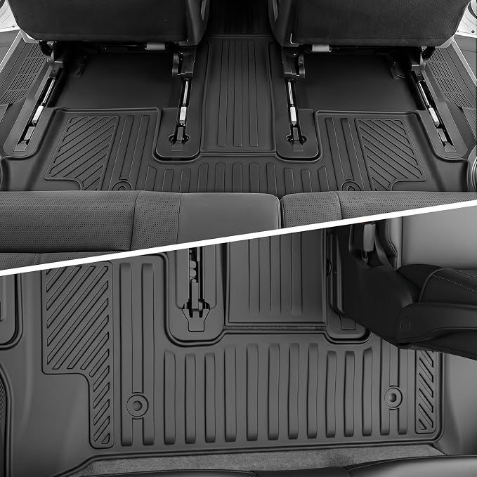 AUXKO Floor Mats Cargo Mat Backrest Mat for 2027 Kia Telluride Hybrid | High Wall,All-Weather,All Season,Odorless,Anti Slip,Rain&Salt Resistant,TPE Material,Black,Accessories,Pet Friendly - Image 7