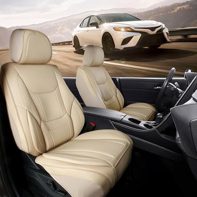 Coverland Premium Car Seat Covers Front Seats Waterproof Interior Protector | Airbag Compatible Non-Slip Seat Cover for 2014-2022 Acura RLX [Beige - Size Chart A18] by Coverland