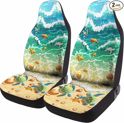 GENANY Hawaiian Car Seat Covers, 2-Piece Front Seat Set | 2-piece polyester front seat cover set, each 35 x 21 x 21 inches, with adjustable straps and hooks by GENANY
