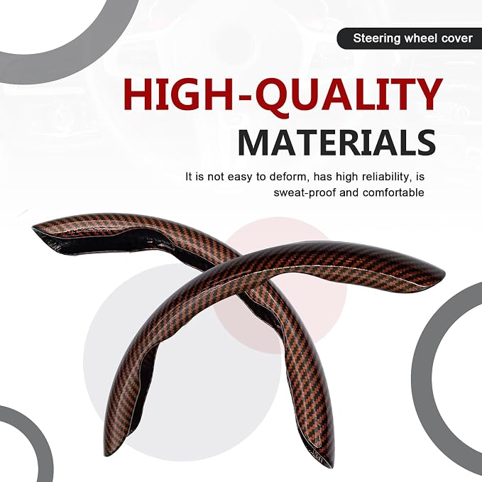 3pcs Universal Carbon Fiber Steering Wheel Cover - Anti-Slip & Segmented Design, Universal 99% Durable Steering Wheel Protector for Men and Women, Car Interior Accessory (Brown) - Image 4