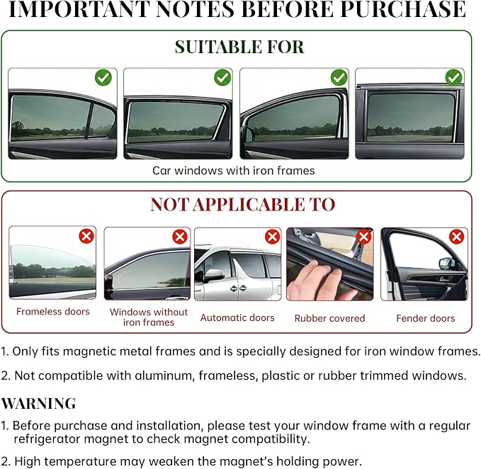 4 Car Window Shades & 1 Privacy Partition Curtain, Magnetic, Block Light | UV Protection, Keeps Cooler, Universal Size, Protect Privacy, Heat Insulation, Adjustable Privacy Curtain for Car SUV Truck - Image 9