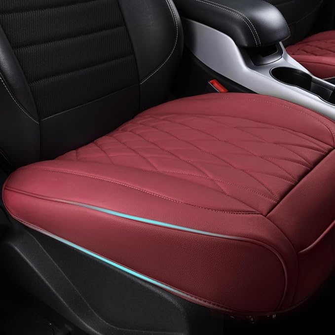 CAR PASS 2 Pack Leather Front Car Seat Covers, Bottom Seat Covers Full Wrapped with Storage Pocket, Anti-Slip Leather Seat Protectors,Waterproof Seat Cushion Pad Universal Fit Cars SUV Truck, Burgundy - Image 7