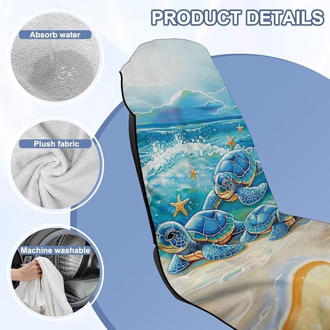 Beach Turtles Car Towel Seat Cover Soft Comfort Car Seat Towel Cover with Storage Bag Easy to Installation for Cars, Trucks, Sedans, Vans, SUVs - Image 6