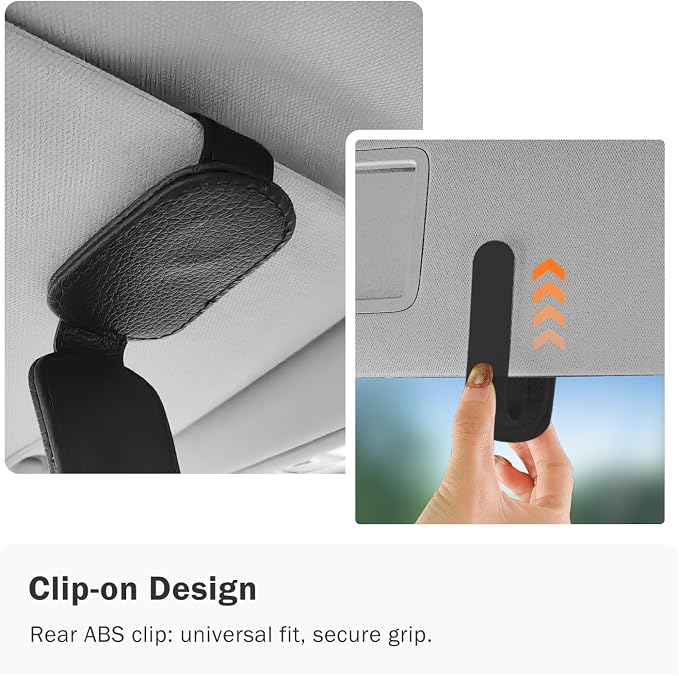 Sunglass Holder for Car Visor, Magnetic Leather Sunglasses Holder and Ticket Card Clip for Car - Image 4