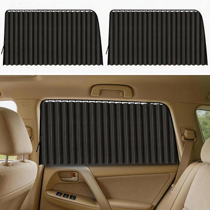 ZATOOTO Car Side Window Sun Shades, Car Curtains for Windows, UV‑Block | Blackout Privacy, Heat Insulation, Metal Frame Fit, Beige Pleated Shades, 2 Packs Shade for Family Travel, Baby, Pet by ZATOOTO