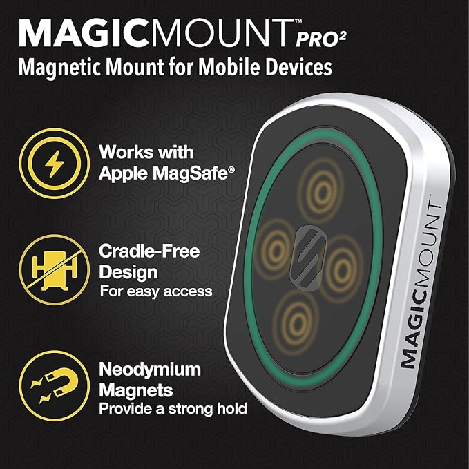 Scosche MagicMount Pro2 Magnetic Car Cell Phone Holder with AMPS Mounting Plate for Scosche/ProClip Vehicle Specific Mount Bases, Phone Stand Compatible with MagSafe, iPhone, Samsung - Image 3