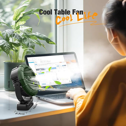 Ausic Portable Misting Golf Cart Fan, Clip on Fans, Max 45H Runtime, 100ml Camping Stroller Fan with Ligth, 360° Rotate Cooling Spray, Outdoor Rechargeable Battery Fans for Travel/Home/Beach - Image 8