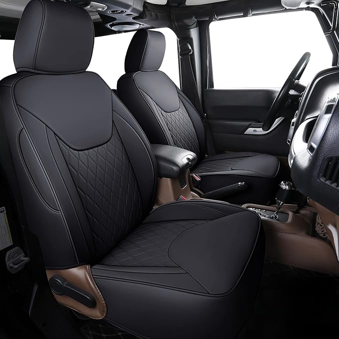 Coverado Seat Covers 4-Door Fullset for Jeep Wrangler, Waterproof Car Seat Covers for Truck Automotive Seat Covers Custom Fit for 2007-2017 Jeep Wrangler JK（Black） by COVERADOAUTO