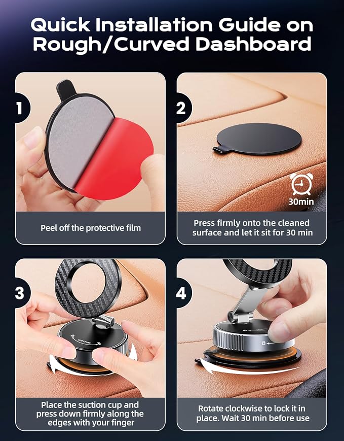 Viccux 2026 Upgraded Vacuum Magnetic Phone Holder for Car, 89LB Suction | 2400GF Strong Magnetic, 360° Adjustable Car Phone Holder for MagSafe, Dashboard Suction Cup Phone Mount for iPhone 17 16 15 - Image 7