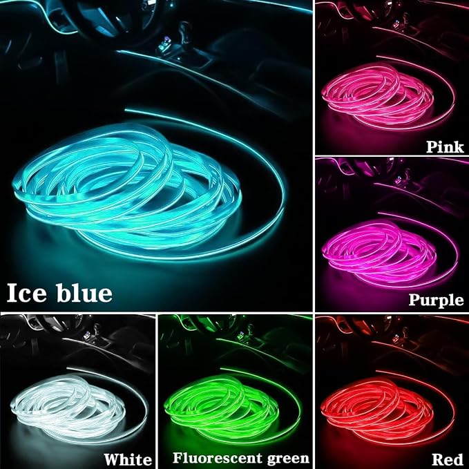 EL Wire Car Interior LED Strips Lights, 16FT 5V USB Auto Neon Light Strip, Electroluminescent Vehicle Interior Ambient Lighting Decor Accessories, Universal for RV, SUV, Truck (Purple) - Image 6