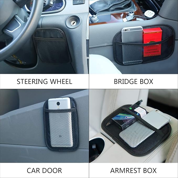 INNOLIFE 4-Piece Car Organizer Net Pocket, Side Pocket Holder, Phone Sunglasses Storage - 8"x5.75" - Image 5