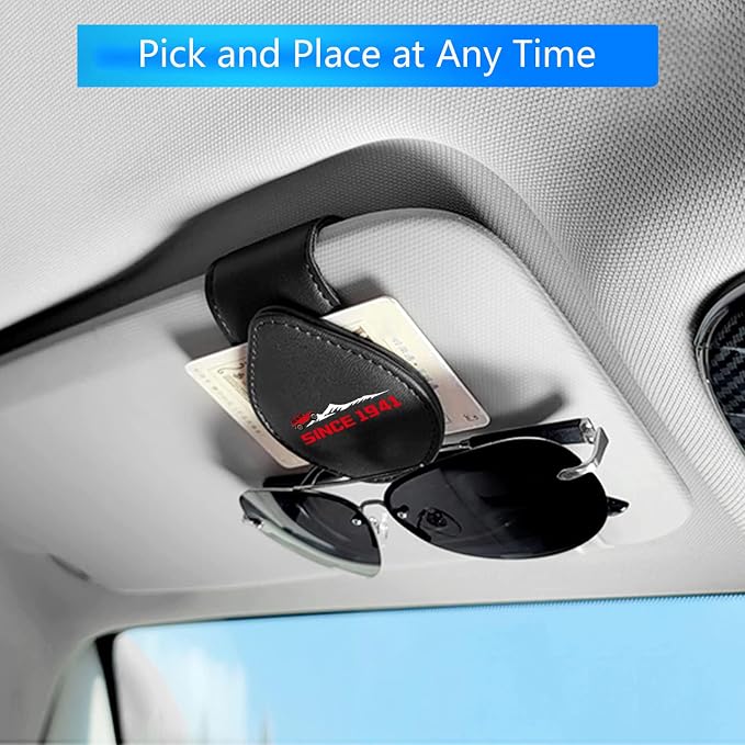 Sunglasses Holder for Wrangler, Leather Glasses Frame | Eyeglass Hanger Card Clip for Car Sun Visor,Sunglasses Holder for Jeep Wrangler JL JLU Rubicon Wagoneer Gladiator JT Sahara - Image 4