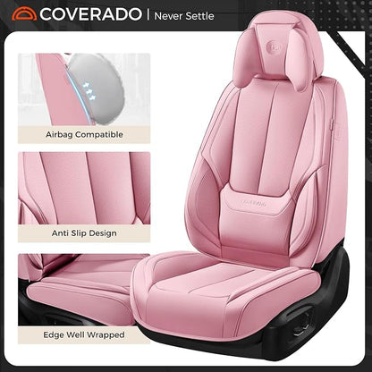 Coverado Car Seat Covers, Seat Covers for Cars, Waterproof Leather Auto Seat Protectors, Leather Car Seat Cushion, Car Interiors Accessories Universal Fit for Most Cars - Image 5