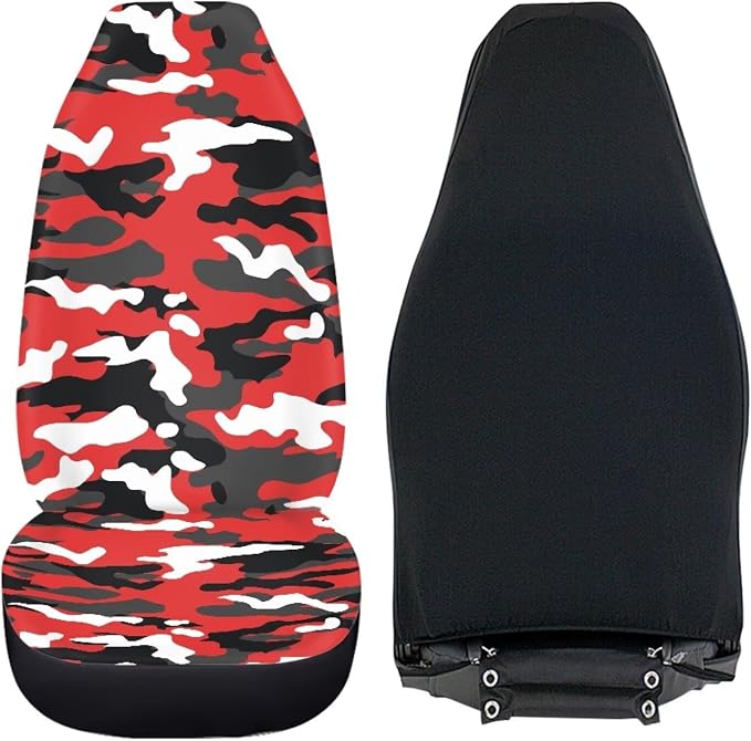 Red and Gray Camoflag Seat Covers for Cars Front Seat, Two Pack Front Seat Covers Car Seat Protectors for Women Men Automotive Interior Covers Universal fit SUV Truck Van Sedans - Image 4