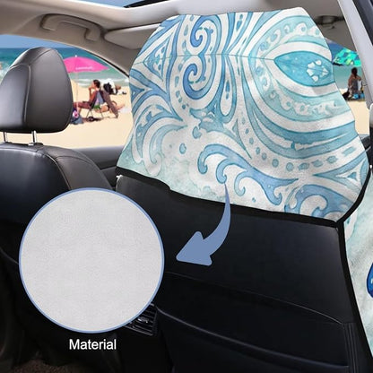 Dolphin Print Car Seat Towel Covers Front Seats Polynesian Style Automotive Seat Covers with Storage Bag Multi-Purpose Absorbent Microfiber Towels, Blue - Image 4