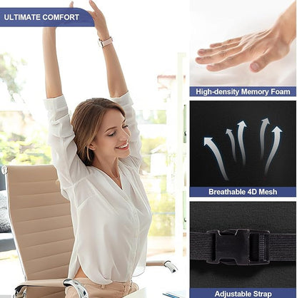 BYMECOST Lumbar Support Pillow for Car, Memory Foam Car Back Cushion | Car Seat Back Pillow for Driving, Adjustable Strap, Ergonomic Lower Back Support Pillow, Office Chairs and Wheelchairs - Image 5