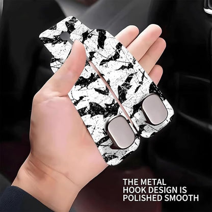Car Seat Headrest Hook, Universal Leather Cute Hanger Holder Hook, Storage Organizer Interior Accessories for Purse Bags Handbag Black White Bats - Image 4
