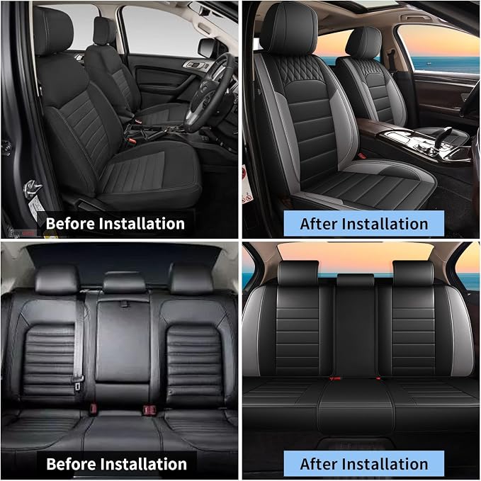 Car Seat Covers Fit for Nissan Altima 2009-2026 Full Set | Faux Leather Waterproof Automotive Seat Protectors,Compatible with Airbags,Easy to Install,5 Seats Grey - Image 8