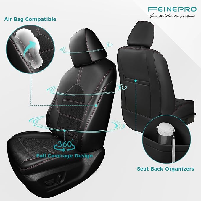 Custom Seat Covers for Toyota Camry 2018-2024, BlackRed | Only Fit for Camry LE/SE/SE Nightshade 2018-2024, Not for Hybrid, Full Coverage, Faux Leather, Scratch-resistant, Easy-clean - Image 3