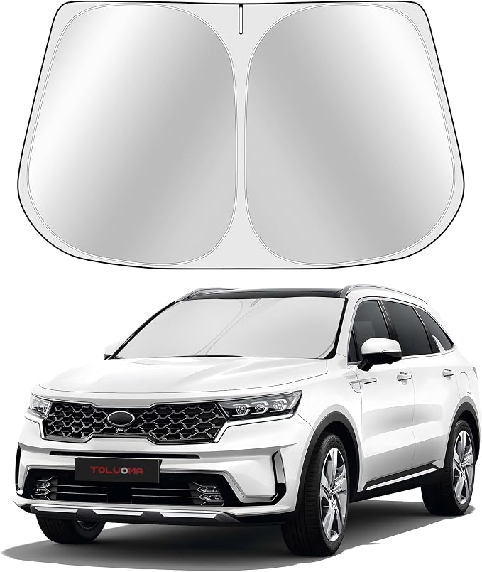 Custom Fit Windshield Sun Shade for Kia Sorento 2021-2025 - Full Coverage, 210T Reflective Fabric, Double-Layer Design - Blocks 99% UV Rays, Keeps Car Cool, Easy to Install and Store by Toluoma