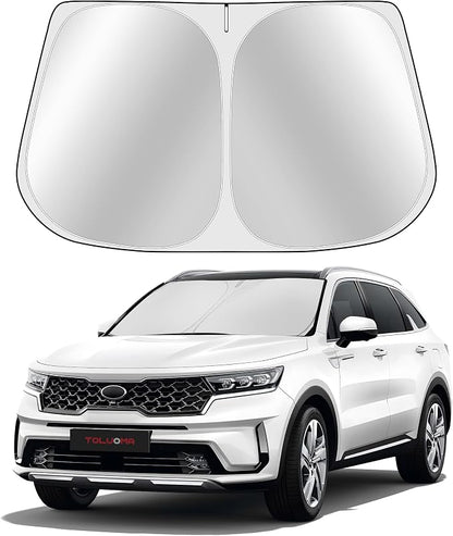 Custom Fit Windshield Sun Shade for Kia Sorento 2021-2025 - Full Coverage, 210T Reflective Fabric, Double-Layer Design - Blocks 99% UV Rays, Keeps Car Cool, Easy to Install and Store by Toluoma