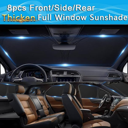 KMF 8pcs Thicken Sun Shades for Porsche Cayenne 2019-2025 Accessories,Full Car Window Covers Sunshade for Windshield Side Rear, UV Block and Protect Privacy Blackout for Car Camping - Image 4