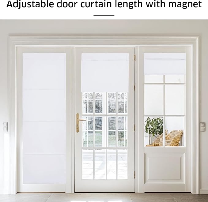 NICETOWN White Magnetic Blackout Door Blinds, No Drill No Tools Door Shade | Thermal Insulated Door Window Cover for French Door, Roman Curtains for Light Conrol, 24" W x 72" L, 1 Panel - Image 5